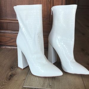 White ankle boots